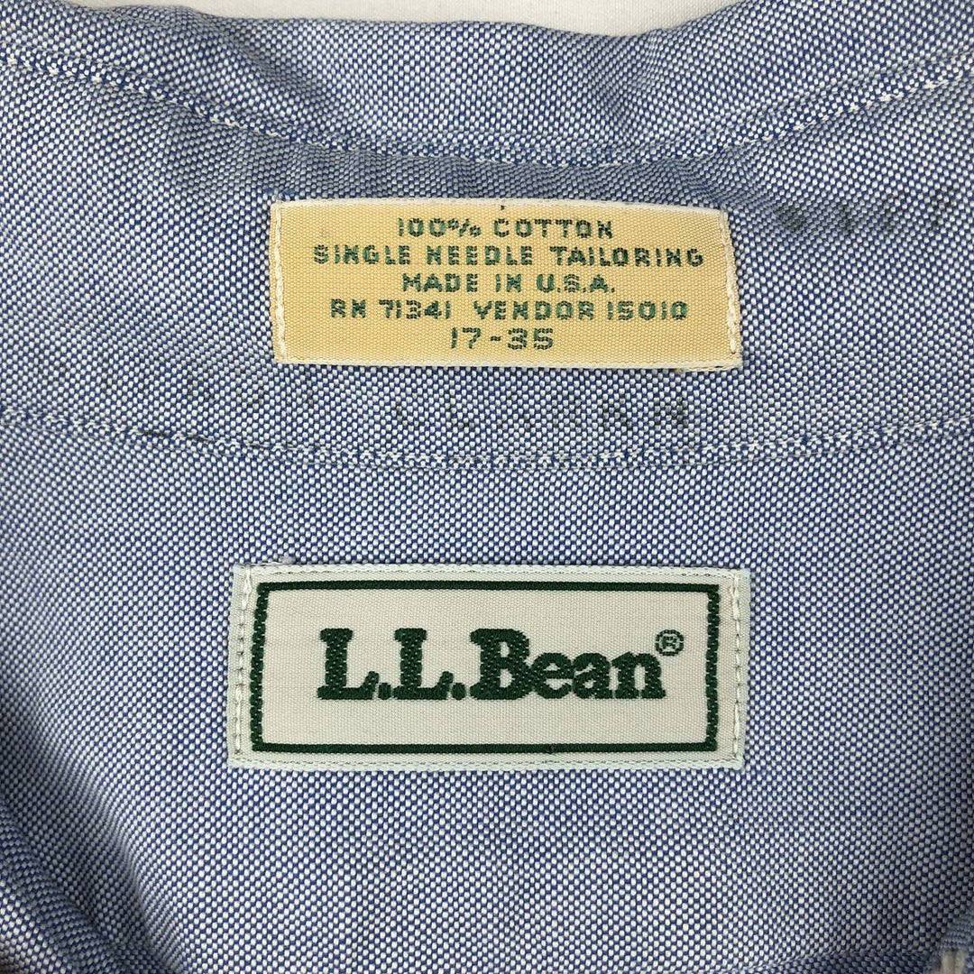 1980'S LL Bean Long-Sleeve Button-Down Shirt, Made in USA, Men's Size XL (Equivalent), Vintage cotton Blue type light blue Vintage Second Hand