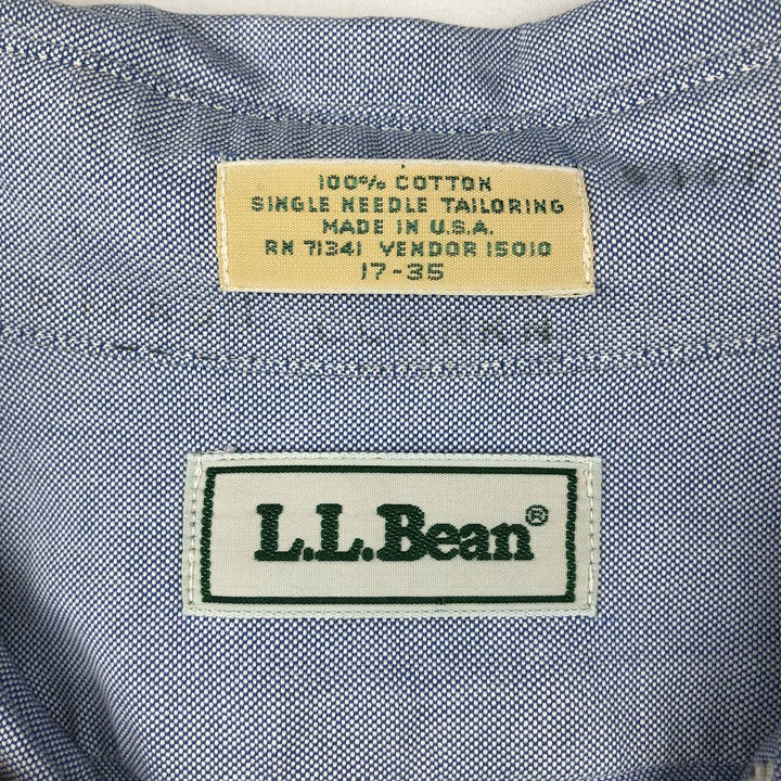 1980'S LL Bean Long-Sleeve Button-Down Shirt, Made in USA, Men's Size XL (Equivalent), Vintage cotton Blue type light blue Vintage Second Hand