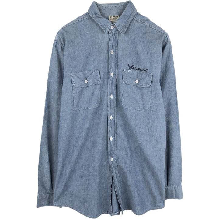 90'S Five Brother long-sleeved chambray shirt, men's size L equivalent, vintage. unclear Blue type light blue Vintage Second Hand