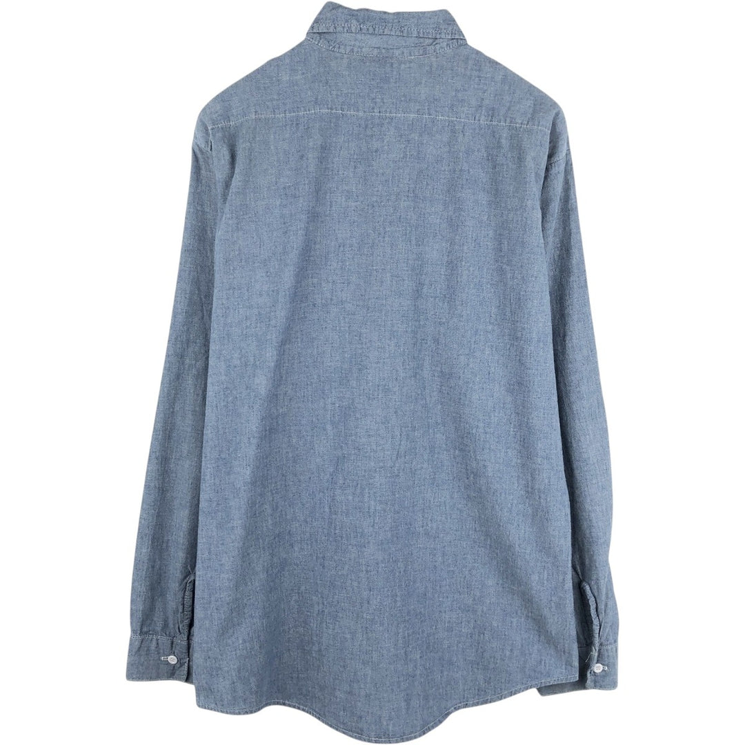 90'S Five Brother long-sleeved chambray shirt, men's size L equivalent, vintage. unclear Blue type light blue Vintage Second Hand