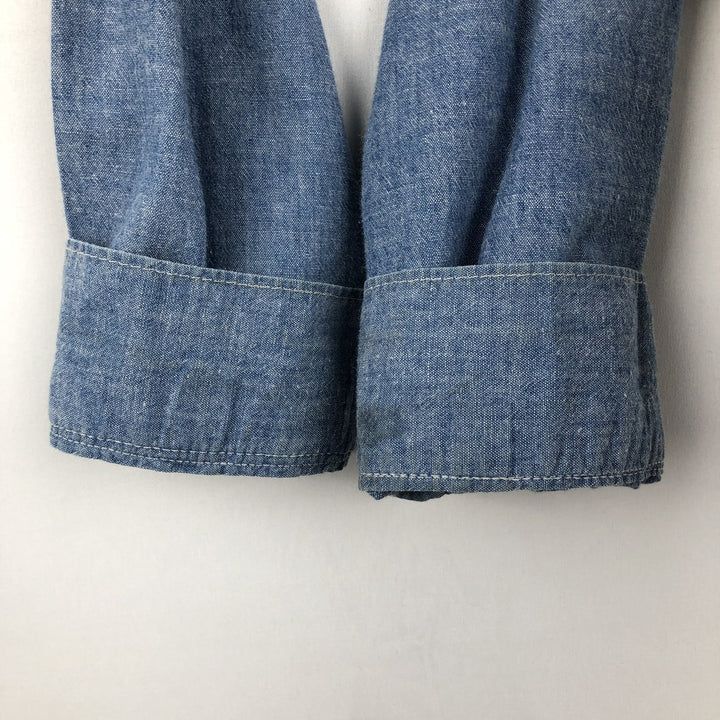 90'S Five Brother long-sleeved chambray shirt, men's size L equivalent, vintage. unclear Blue type light blue Vintage Second Hand