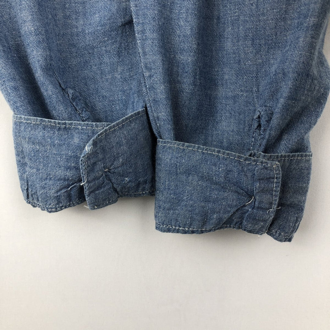 90'S Five Brother long-sleeved chambray shirt, men's size L equivalent, vintage. unclear Blue type light blue Vintage Second Hand