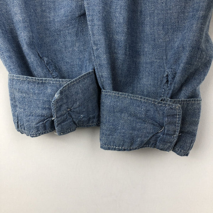 90'S Five Brother long-sleeved chambray shirt, men's size L equivalent, vintage. unclear Blue type light blue Vintage Second Hand