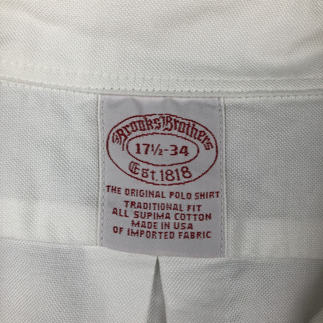 Brooks Brothers Est.1818 Long Sleeve Button Down Shirt Made in USA Men's XL Supima Cotton white type Vintage Second Hand