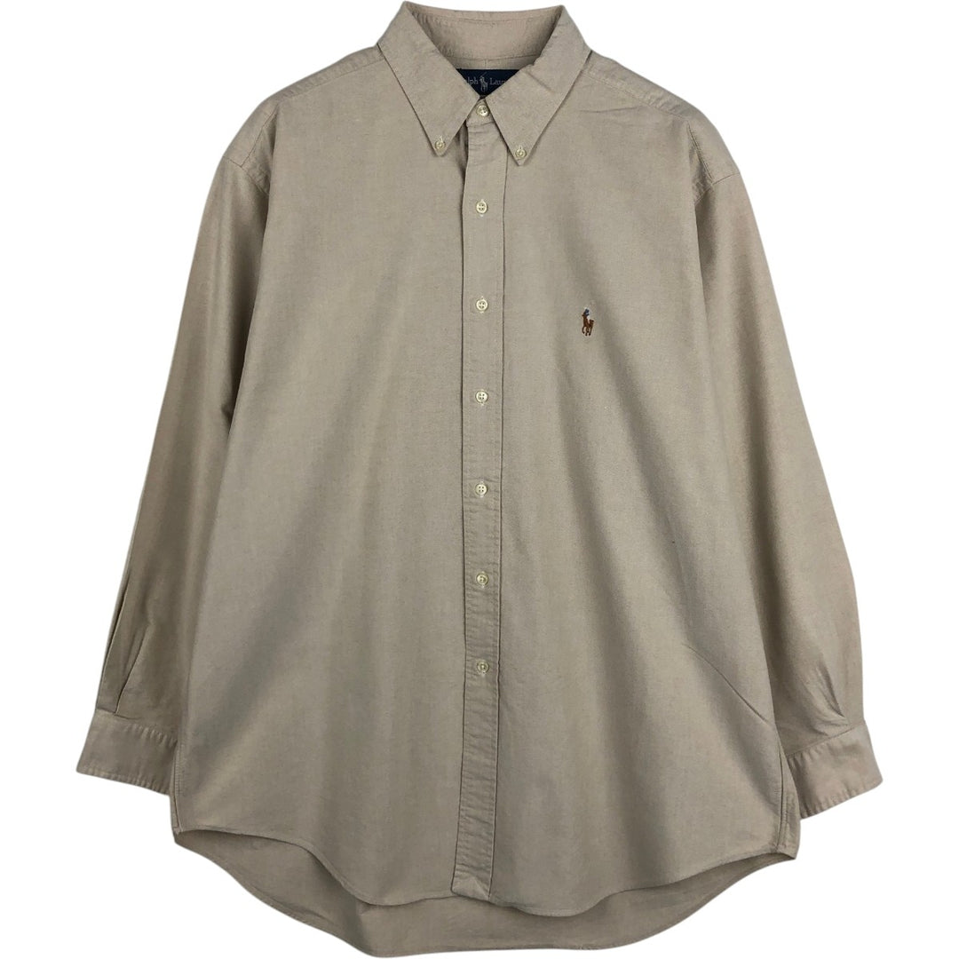 Ralph Lauren YARMOUTH long sleeve button down shirt, men's XL size cotton Beige type Vintage Second Hand