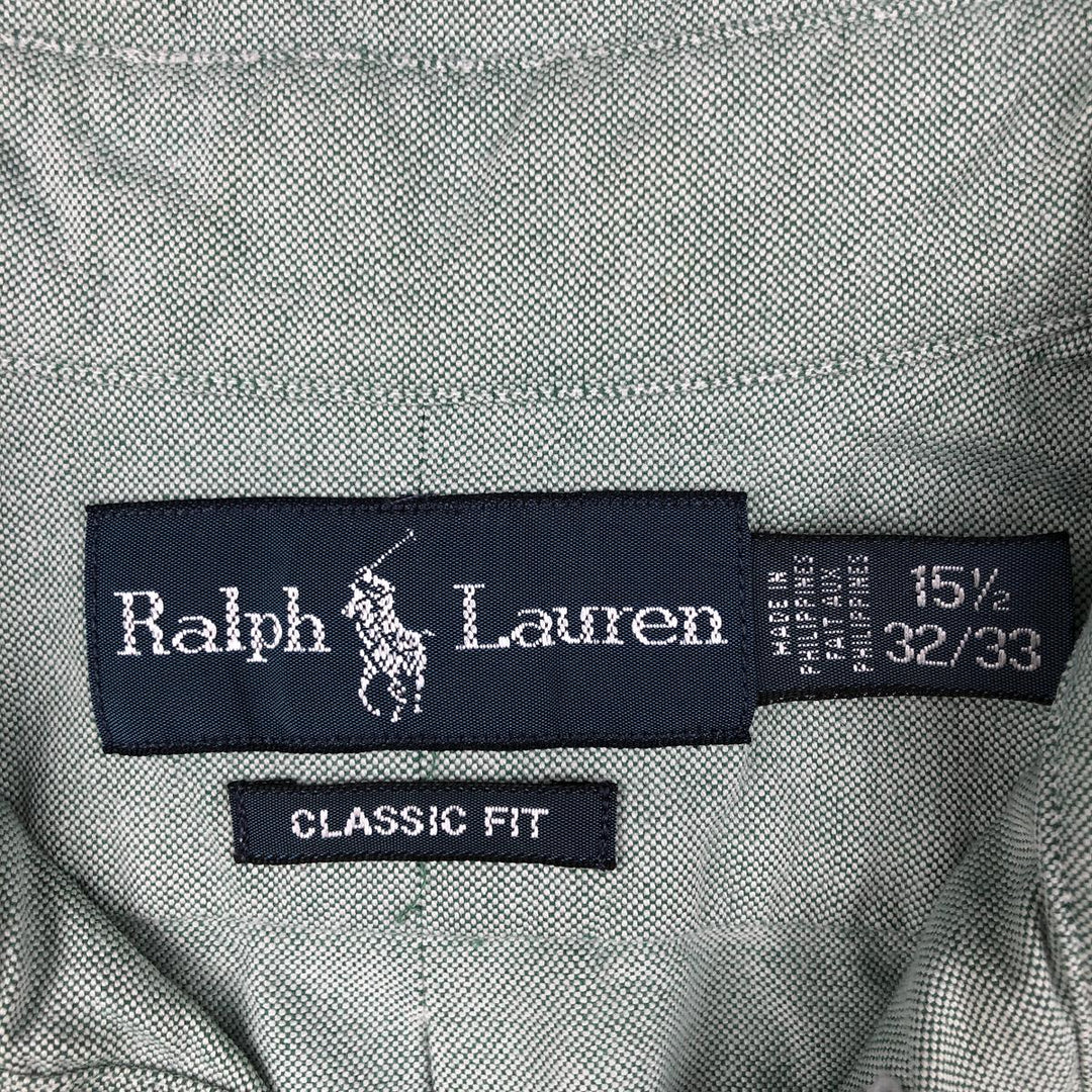 Ralph Lauren Classic Fit Long Sleeve Button Down Shirt, Men's Size L cotton Khaki type sage green Vintage Second Hand