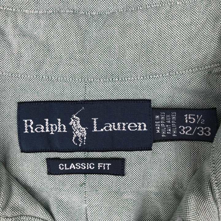 Ralph Lauren Classic Fit Long Sleeve Button Down Shirt, Men's Size L cotton Khaki type sage green Vintage Second Hand