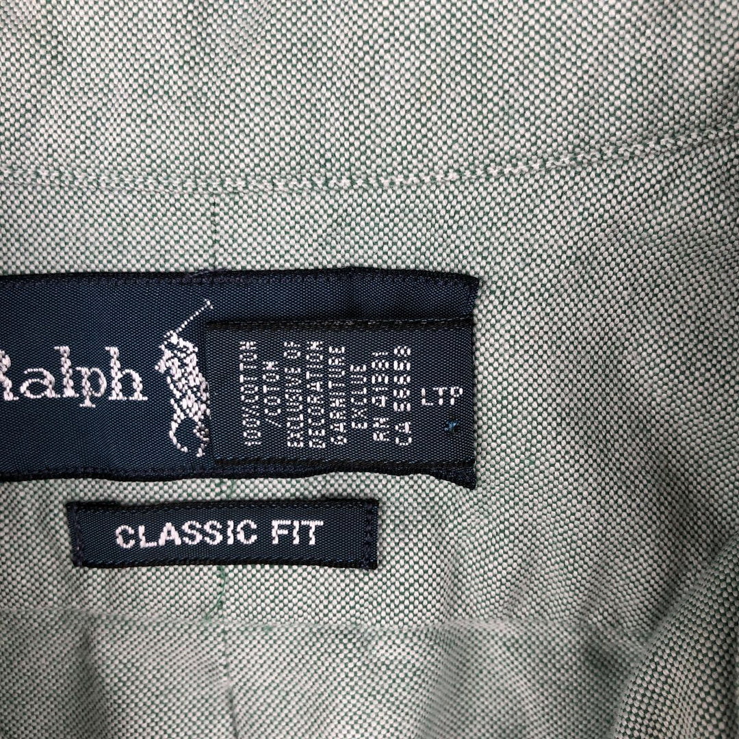 Ralph Lauren Classic Fit Long Sleeve Button Down Shirt, Men's Size L cotton Khaki type sage green Vintage Second Hand