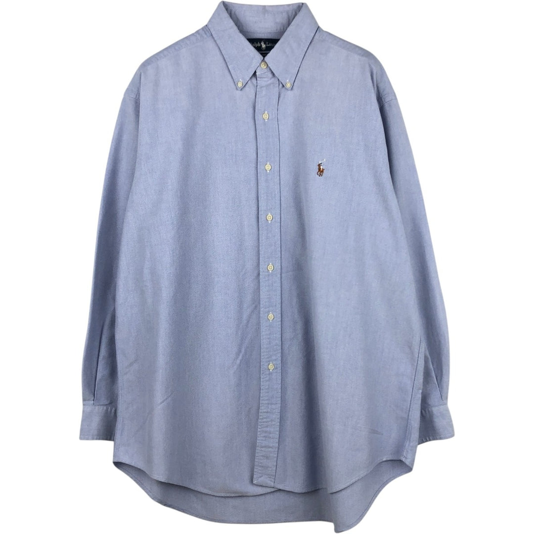Ralph Lauren YARMOUTH long sleeve button down shirt, men's XXL size cotton Blue type light blue Vintage Second Hand