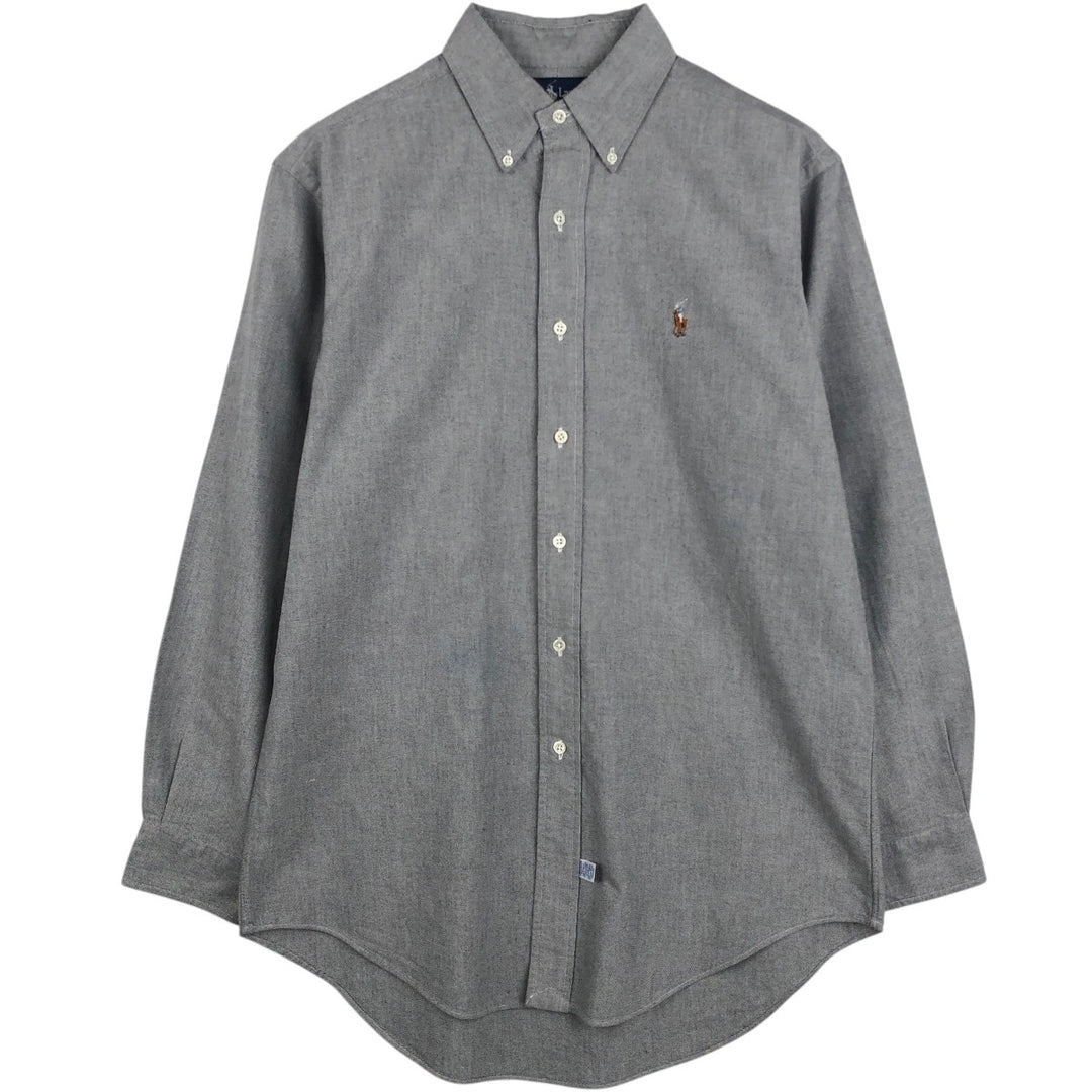Ralph Lauren long sleeve button down shirt, men's size M cotton gray type Vintage Second Hand