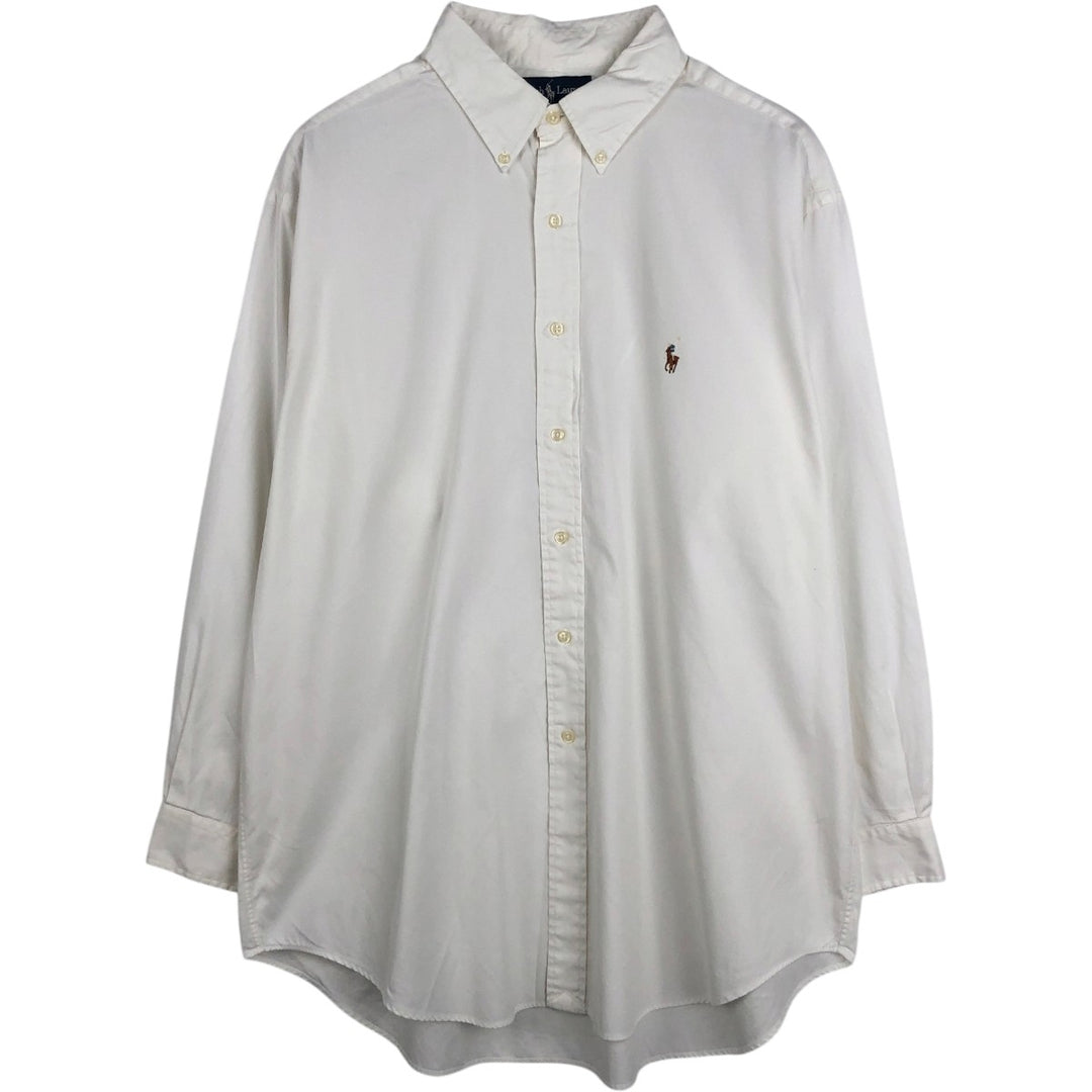 Ralph Lauren YARMOUTH long sleeve button down shirt, men's XL size cotton white type Vintage Second Hand