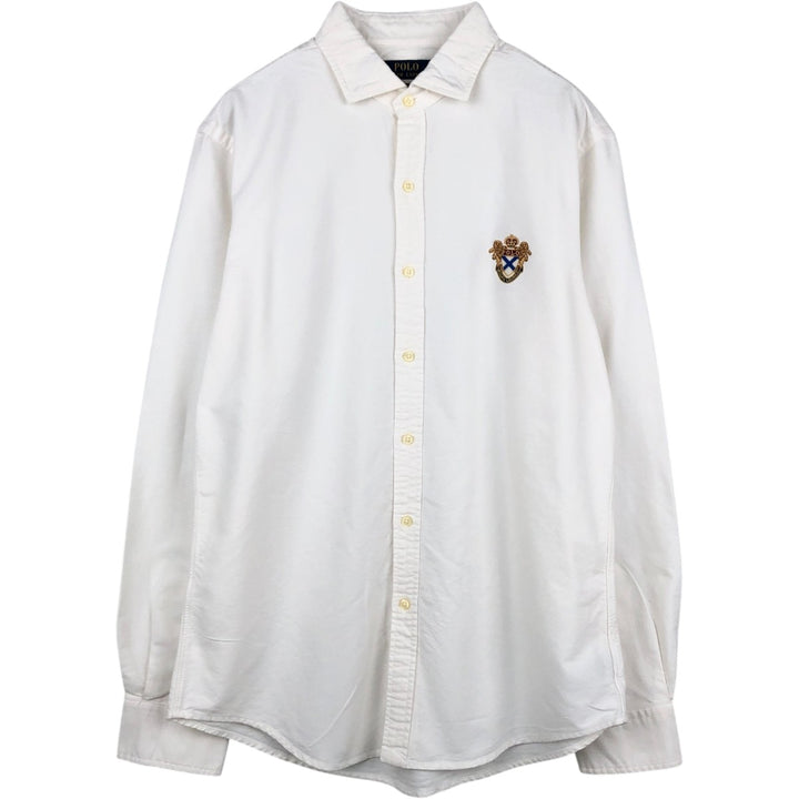 Ralph Lauren Slim Fit Wide Collar Long Sleeve Cotton Shirt, Men's Size L (approx.) cotton white type Vintage Second Hand