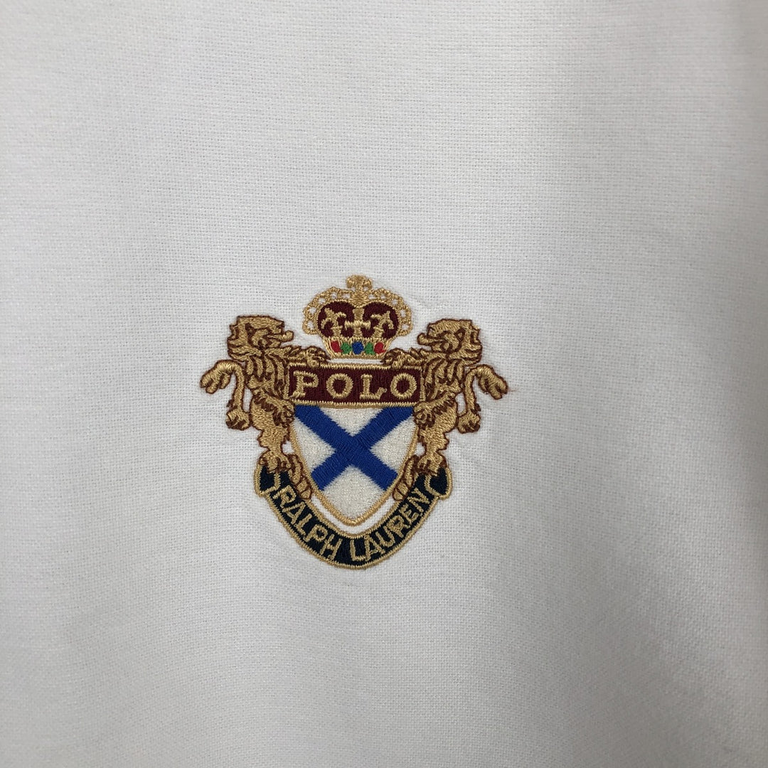 Ralph Lauren Slim Fit Wide Collar Long Sleeve Cotton Shirt, Men's Size L (approx.) cotton white type Vintage Second Hand