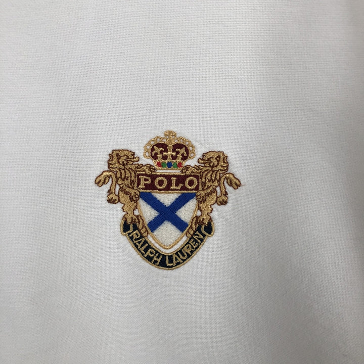 Ralph Lauren Slim Fit Wide Collar Long Sleeve Cotton Shirt, Men's Size L (approx.) cotton white type Vintage Second Hand
