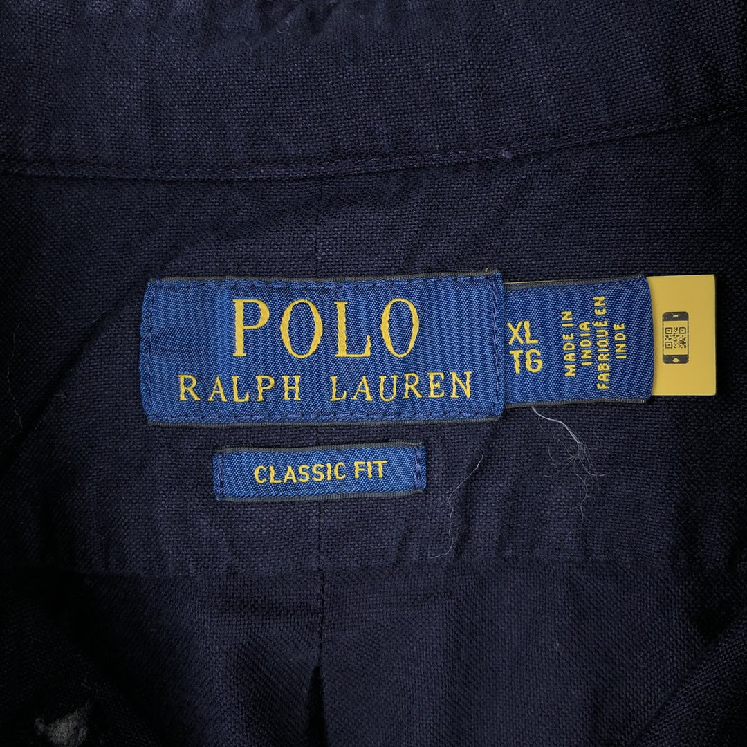 Ralph Lauren POLO RALPH LAUREN CLASSIC FIT long sleeve button down shirt men's XL equivalent cotton navy blue type Vintage Second Hand