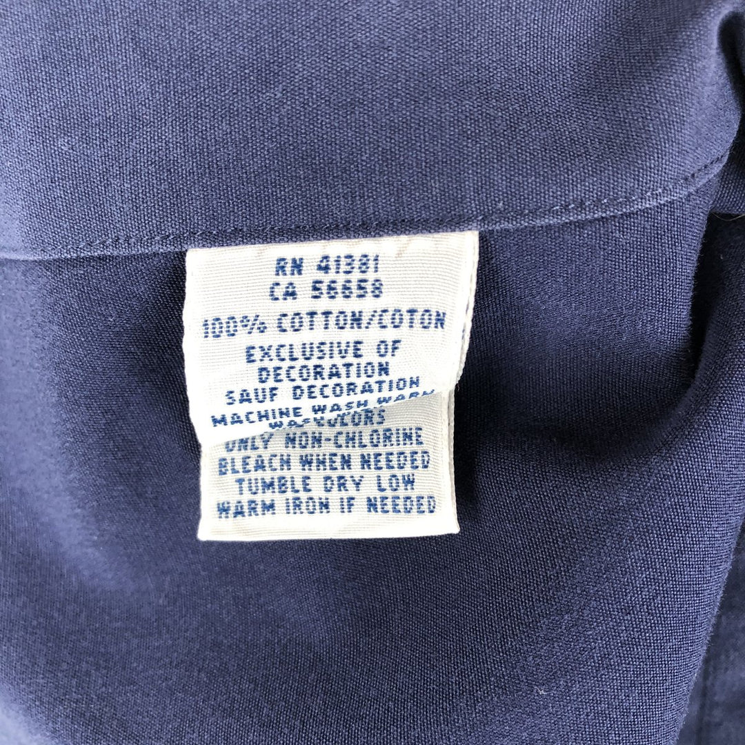 Ralph Lauren plain long-sleeved button-down shirt, men's size XL (approx.), lightweight. cotton navy blue type Vintage Second Hand