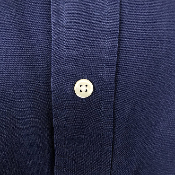 Ralph Lauren plain long-sleeved button-down shirt, men's size XL (approx.), lightweight. cotton navy blue type Vintage Second Hand