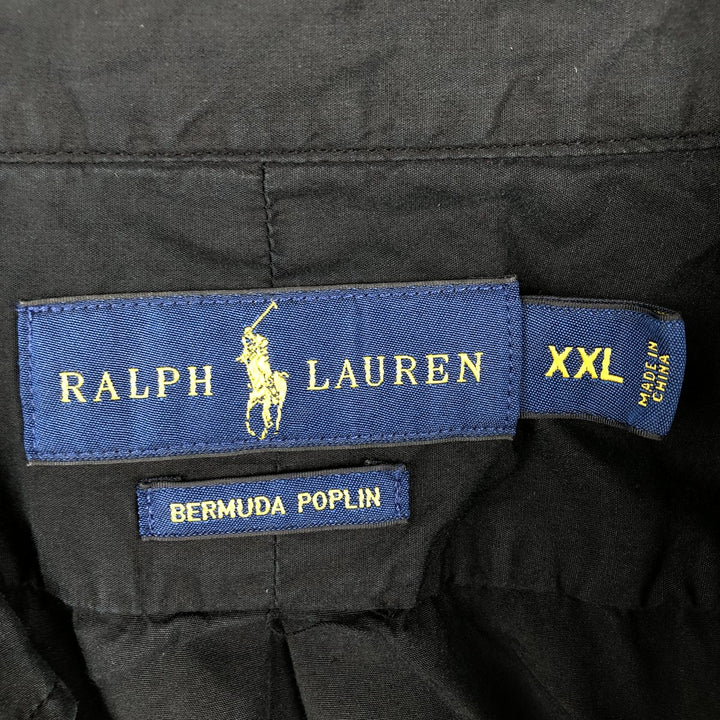 Ralph Lauren plain long-sleeved button-down shirt, men's size XXL. cotton black type Vintage Second Hand