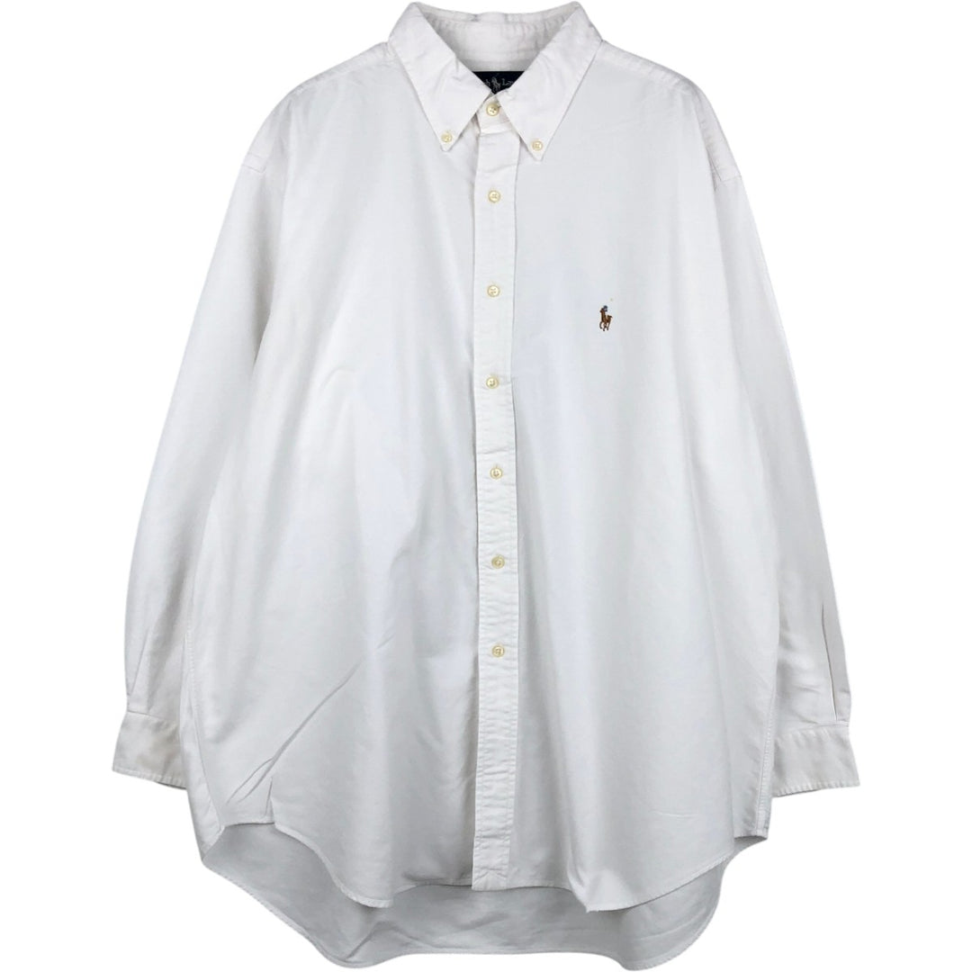 Ralph Lauren YARMOUTH long sleeve button down shirt, men's XXL size cotton white type Vintage Second Hand