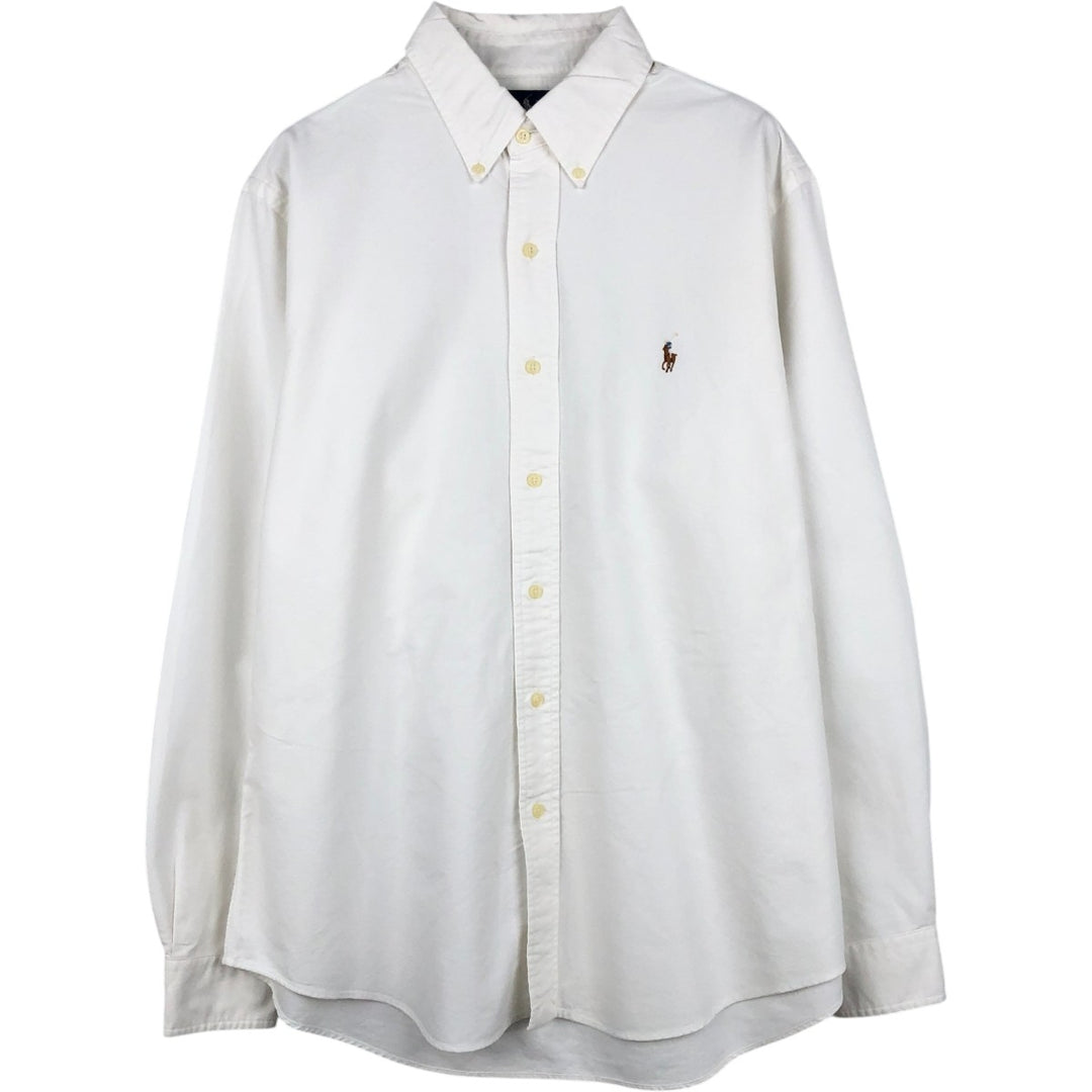 Ralph Lauren CUSTOM FIT long sleeve button down shirt, men's size L cotton white type Vintage Second Hand