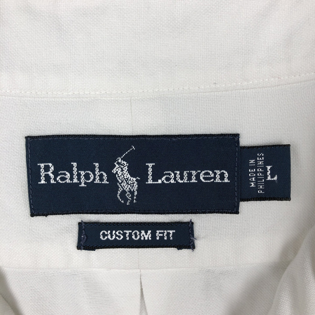 Ralph Lauren CUSTOM FIT long sleeve button down shirt, men's size L cotton white type Vintage Second Hand