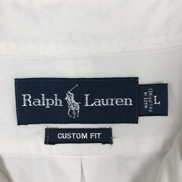 Ralph Lauren CUSTOM FIT long sleeve button down shirt, men's size L cotton white type Vintage Second Hand