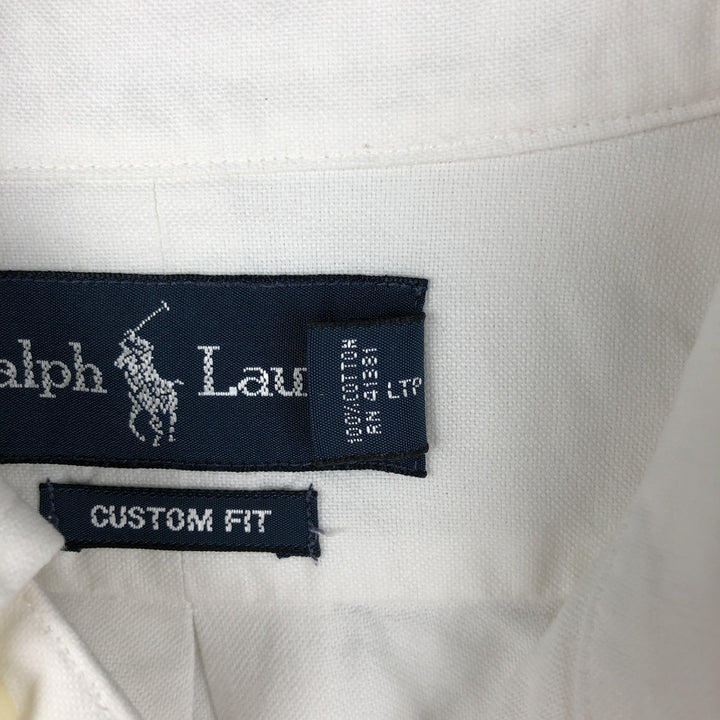 Ralph Lauren CUSTOM FIT long sleeve button down shirt, men's size L cotton white type Vintage Second Hand