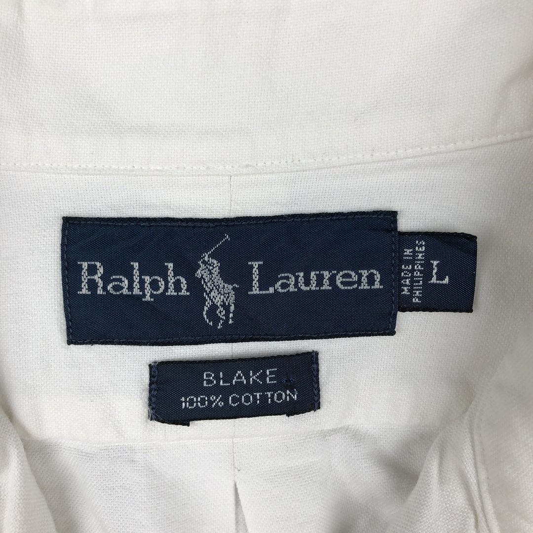 Ralph Lauren BLAKE long sleeve button down shirt, men's size L cotton white type Vintage Second Hand