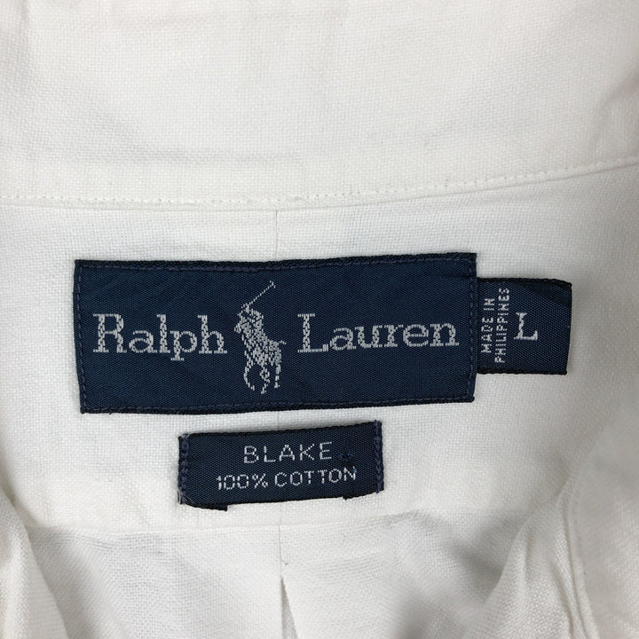 Ralph Lauren BLAKE long sleeve button down shirt, men's size L cotton white type Vintage Second Hand