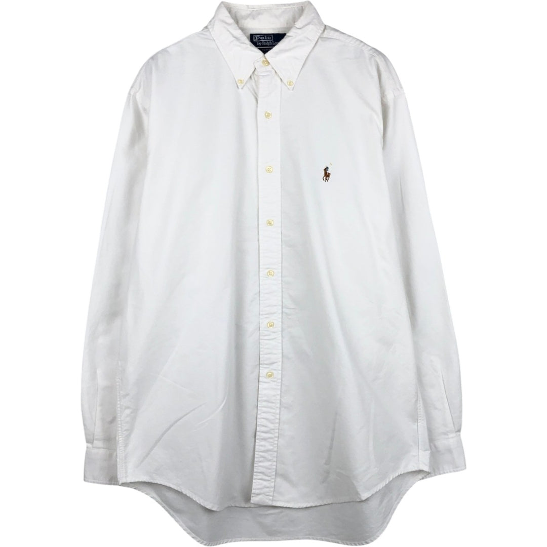 Ralph Lauren Polo by Ralph Lauren YARMOUTH Long-Sleeve Button-Down Shirt, Men's Size XL (approx.) cotton white type Vintage Second Hand