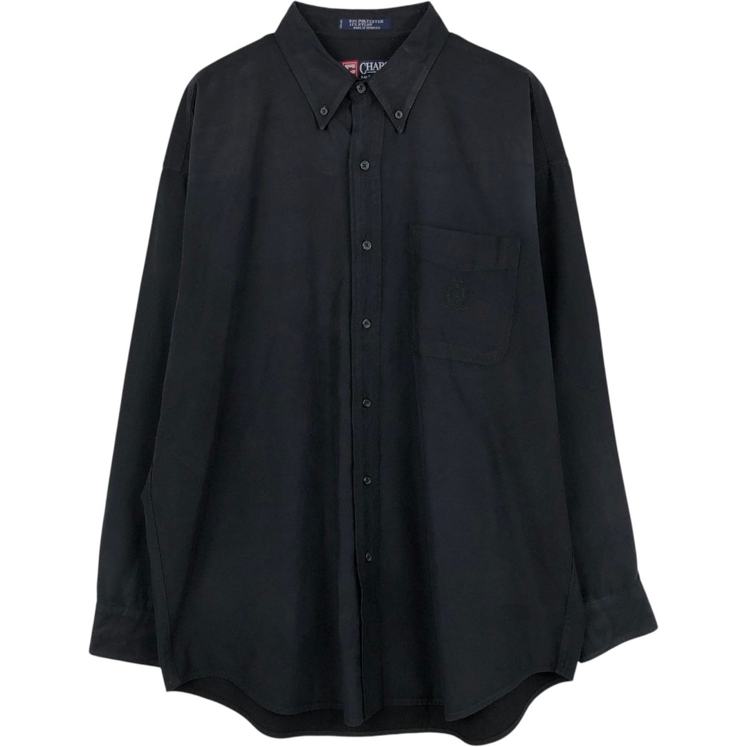 Ralph Lauren Chaps long-sleeved button-down shirt, men's size L Nylon black type Vintage Second Hand