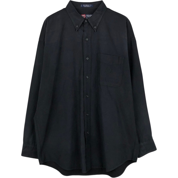 Ralph Lauren Chaps long-sleeved button-down shirt, men's size L Nylon black type Vintage Second Hand
