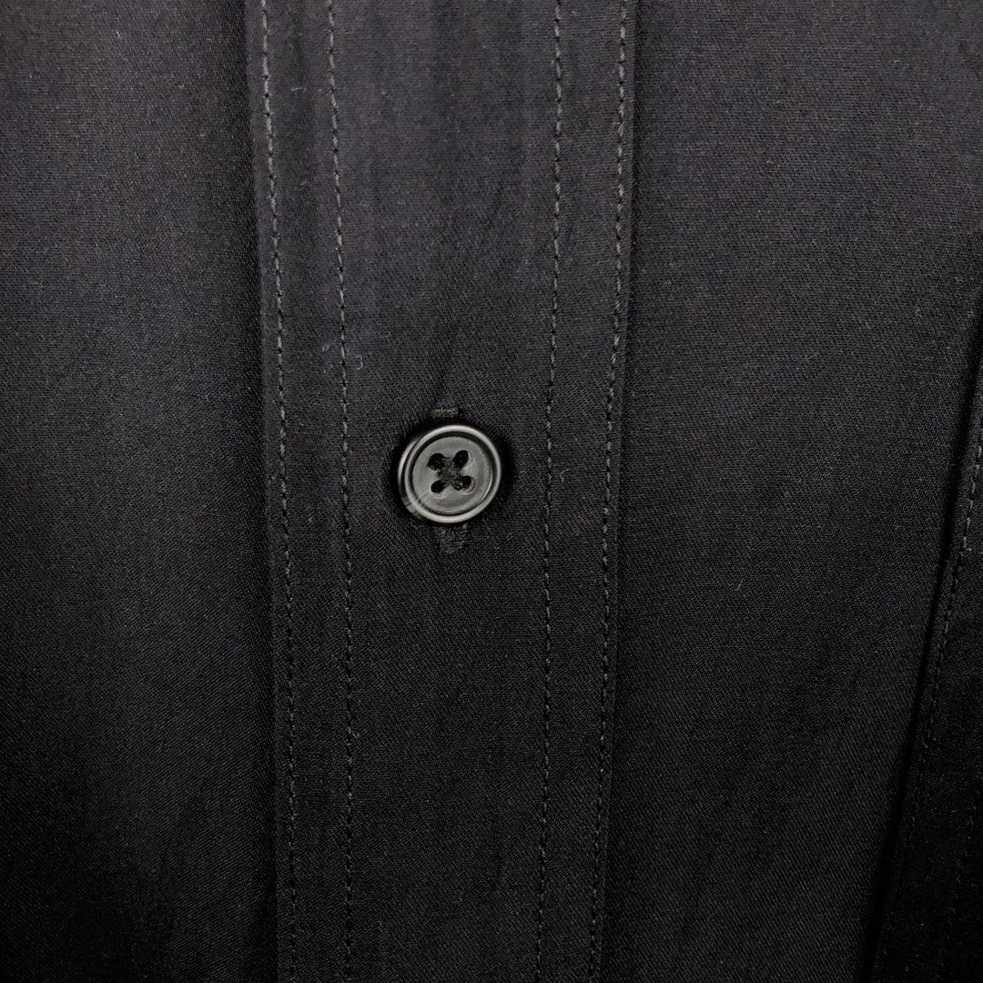 Ralph Lauren Chaps long-sleeved button-down shirt, men's size L Nylon black type Vintage Second Hand