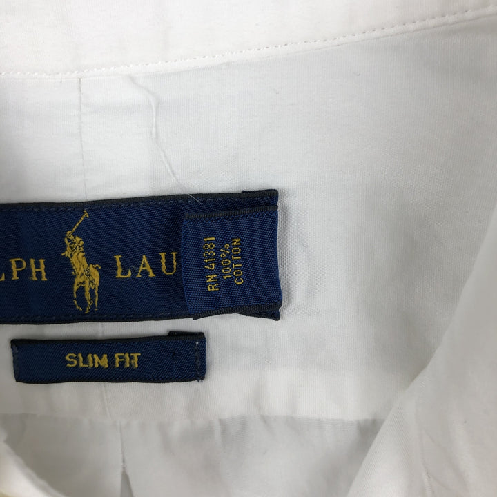 Ralph Lauren Slim Fit Long Sleeve Button-Down Shirt, Men's Size L cotton white type Vintage Second Hand