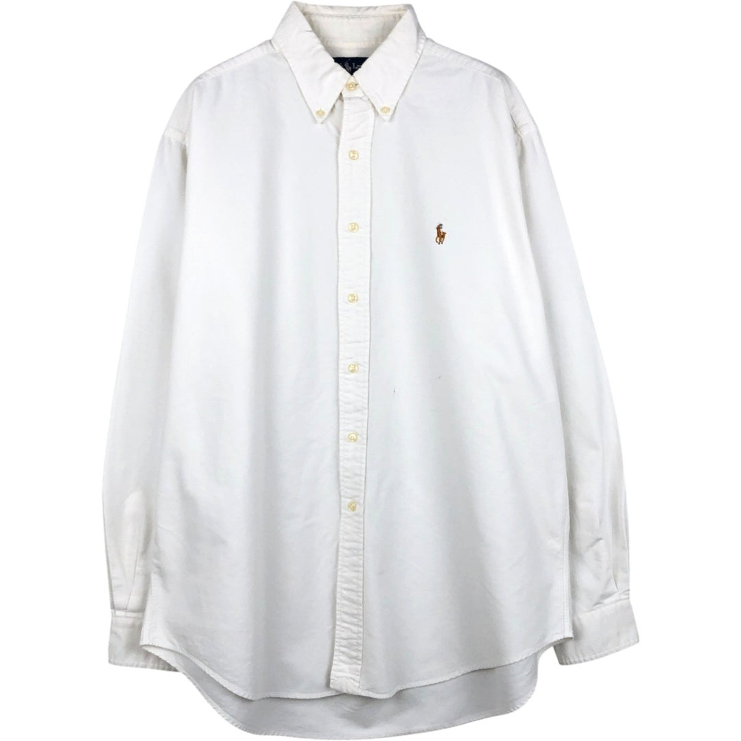 Ralph Lauren YARMOUTH long sleeve button down shirt, men's XL size cotton white type Vintage Second Hand