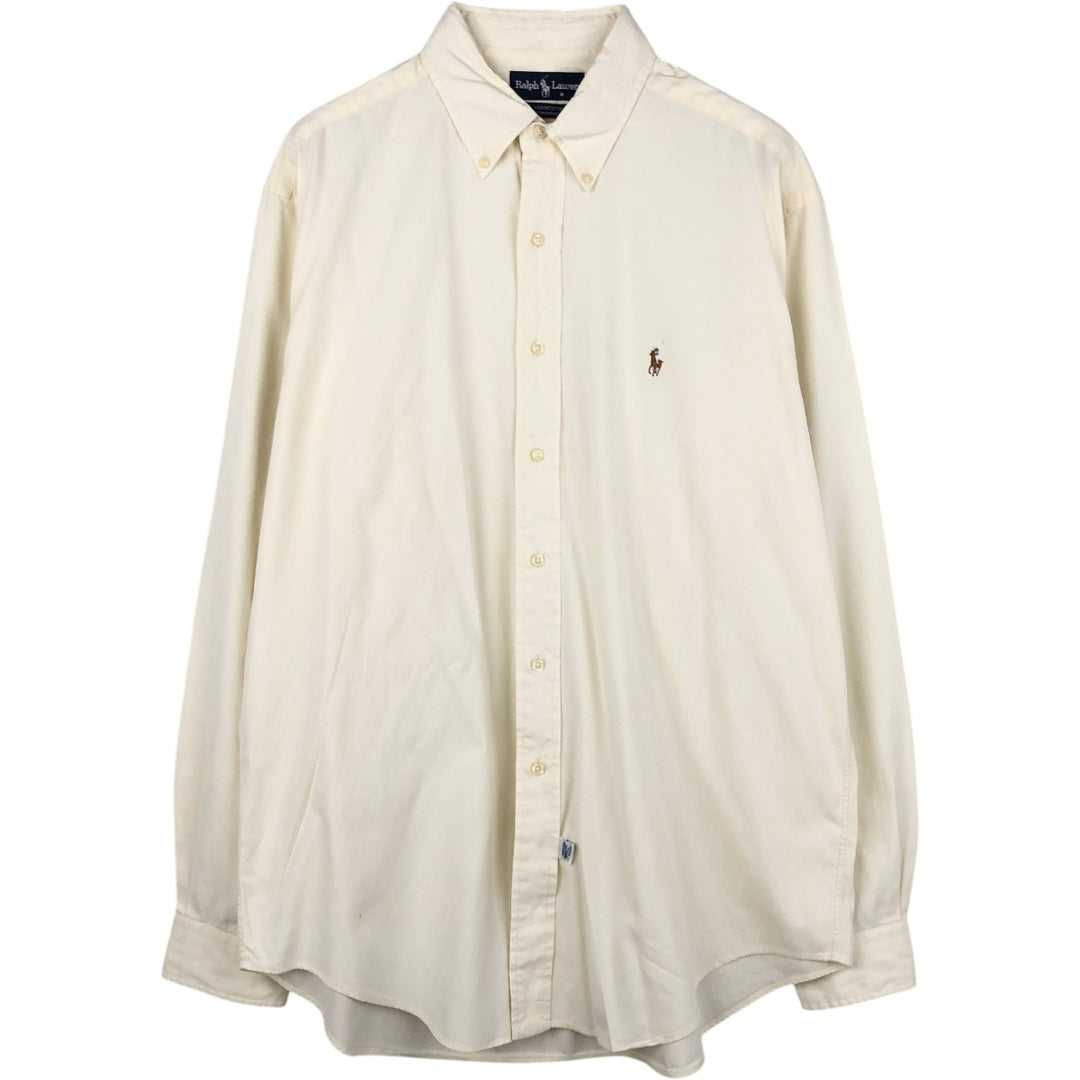 Ralph Lauren YARMOUTH long sleeve button down shirt, men's XL size cotton ivory Vintage Second Hand