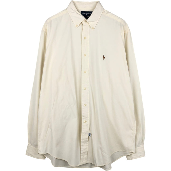 Ralph Lauren YARMOUTH long sleeve button down shirt, men's XL size cotton ivory Vintage Second Hand