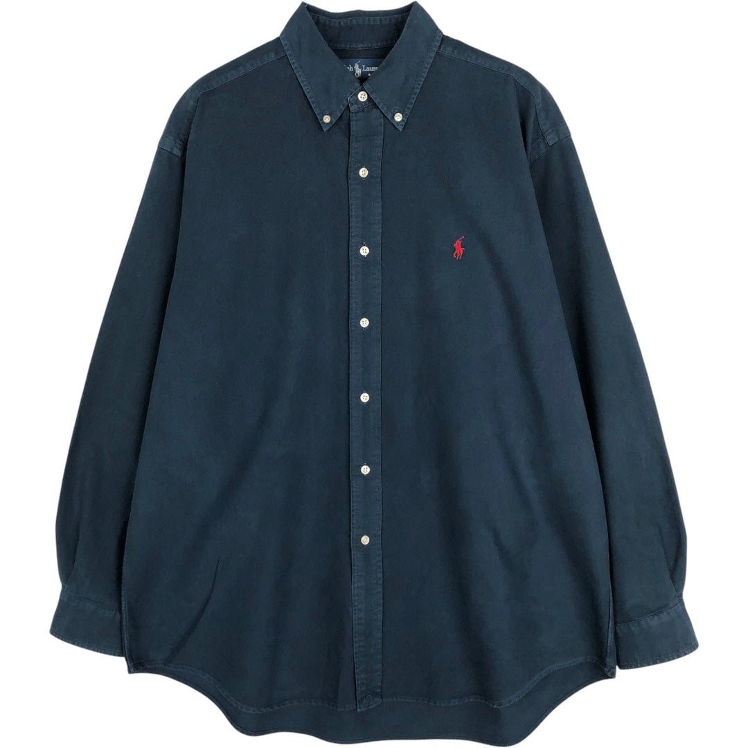 Ralph Lauren BLAKE long sleeve button down shirt, men's size L cotton navy blue type Vintage Second Hand