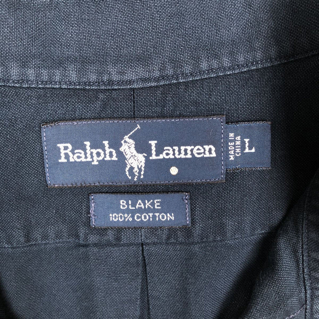 Ralph Lauren BLAKE long sleeve button down shirt, men's size L cotton navy blue type Vintage Second Hand
