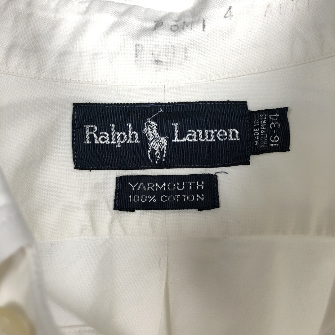 Ralph Lauren YARMOUTH long sleeve button down shirt, men's XL size cotton white type Vintage Second Hand
