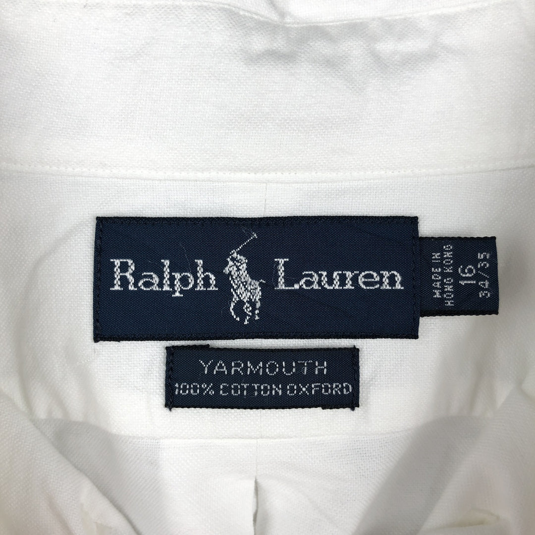 90'S Ralph Lauren YARMOUTH Long-Sleeve Button-Down Shirt, Men's Size L (approx.), Vintage Button-Down cotton white type Vintage Second Hand