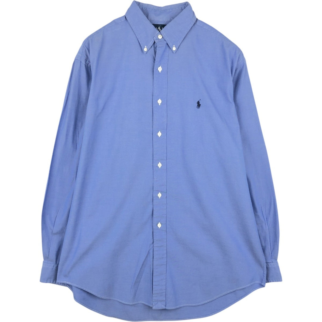 90'S Ralph Lauren YARMOUTH Long-Sleeve Button-Down Shirt, Men's Size L (approx.), Vintage Button-Down cotton Blue type light blue Vintage Second Hand