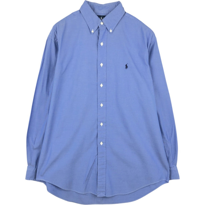 90'S Ralph Lauren YARMOUTH Long-Sleeve Button-Down Shirt, Men's Size L (approx.), Vintage Button-Down cotton Blue type light blue Vintage Second Hand