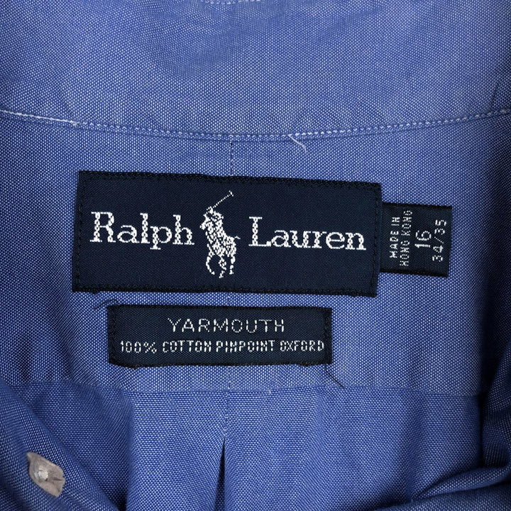 90'S Ralph Lauren YARMOUTH Long-Sleeve Button-Down Shirt, Men's Size L (approx.), Vintage Button-Down cotton Blue type light blue Vintage Second Hand