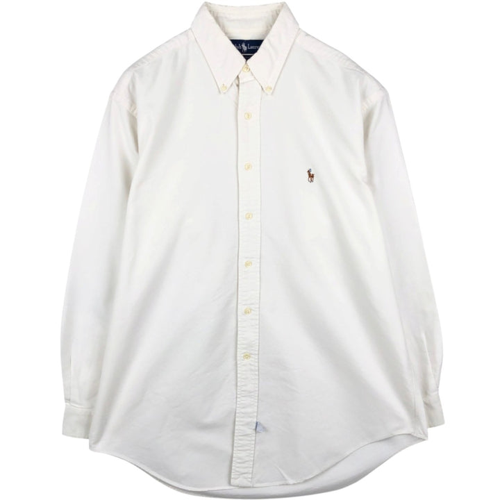 90'S Ralph Lauren YARMOUTH Long-Sleeve Button-Down Shirt, Men's Size L (approx.), Vintage Button-Down cotton white type Vintage Second Hand