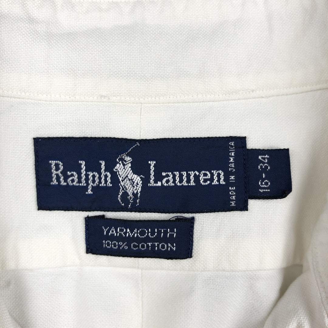 90'S Ralph Lauren YARMOUTH Long-Sleeve Button-Down Shirt, Men's Size L (approx.), Vintage Button-Down cotton white type Vintage Second Hand