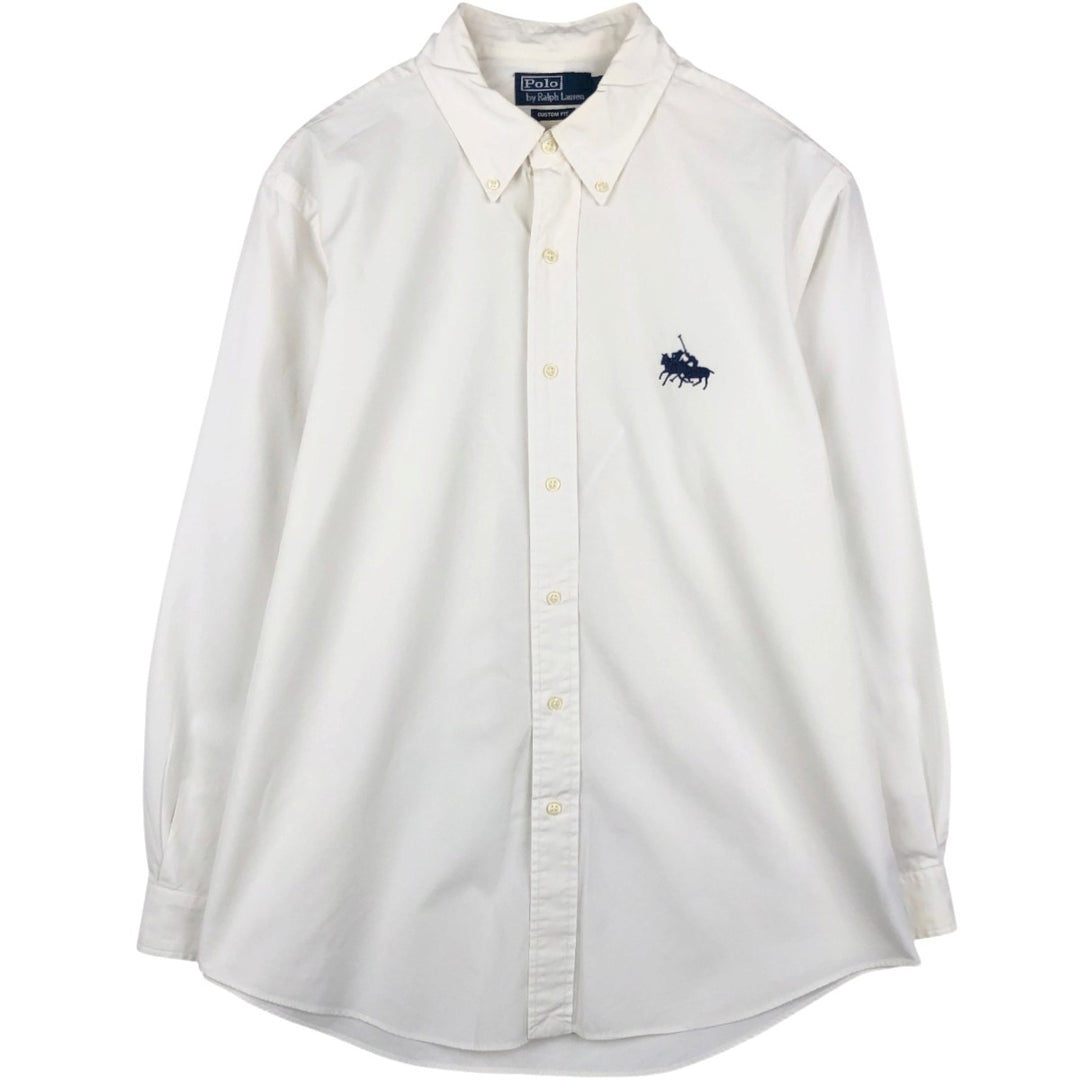 Ralph Lauren POLO by Ralph Lauren CUSTOM FIT Long-Sleeve Button-Down Shirt, Men's Size L (equivalent) cotton white type Vintage Second Hand