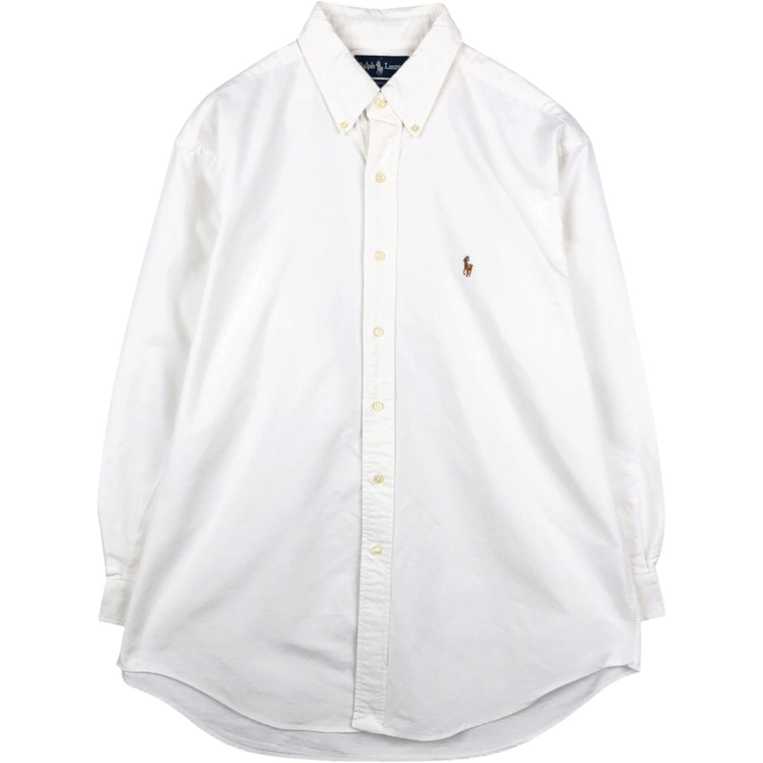 90'S Ralph Lauren YARMOUTH Long-Sleeve Button-Down Shirt, Men's Size L (approx.), Vintage Button-Down cotton white type Vintage Second Hand