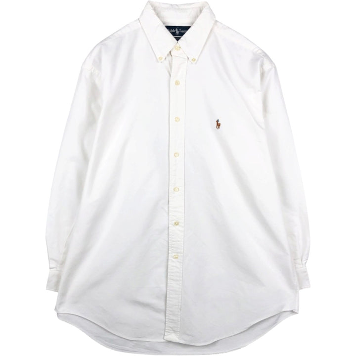 90'S Ralph Lauren YARMOUTH Long-Sleeve Button-Down Shirt, Men's Size L (approx.), Vintage Button-Down cotton white type Vintage Second Hand