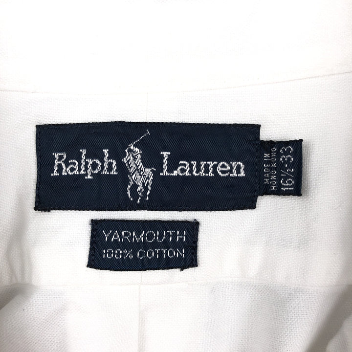 90'S Ralph Lauren YARMOUTH Long-Sleeve Button-Down Shirt, Men's Size L (approx.), Vintage Button-Down cotton white type Vintage Second Hand